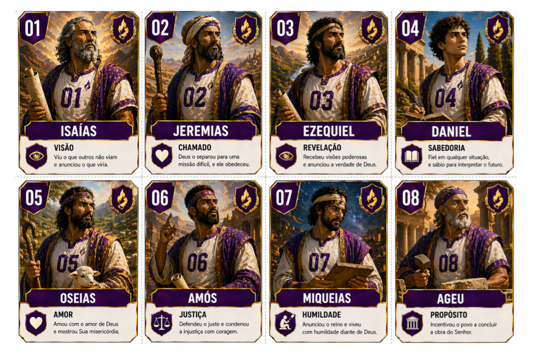 Figurinhas Seleção Real — Davi, Salomão, Saul, Ezequias